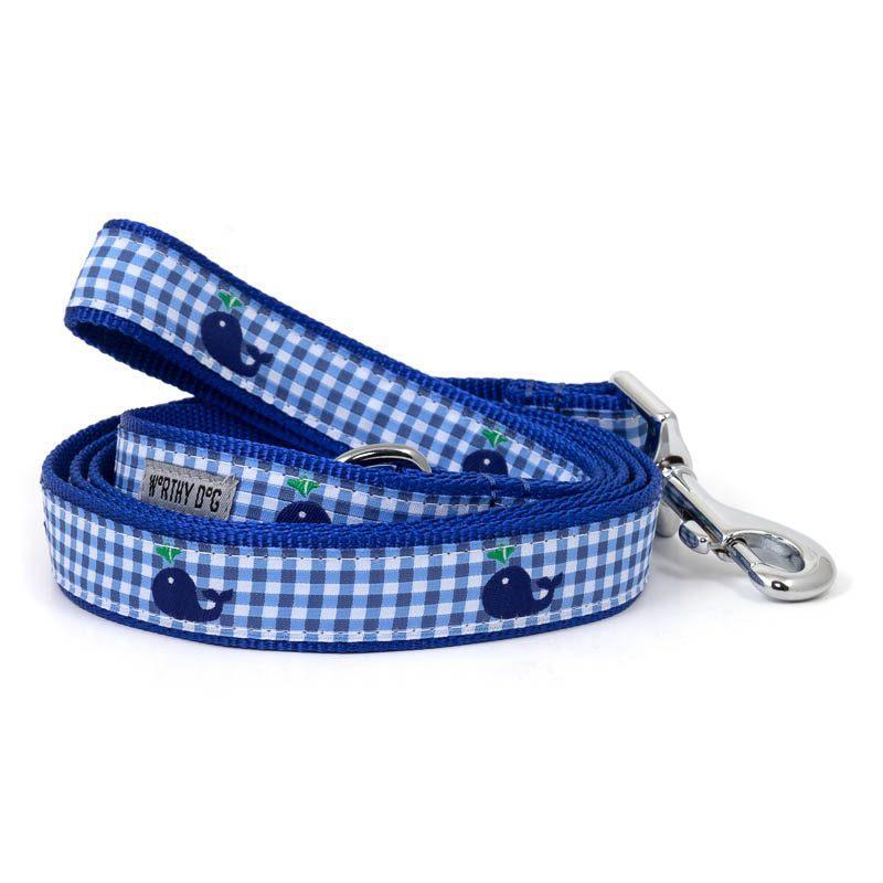 Gingham Whales Dog Collar