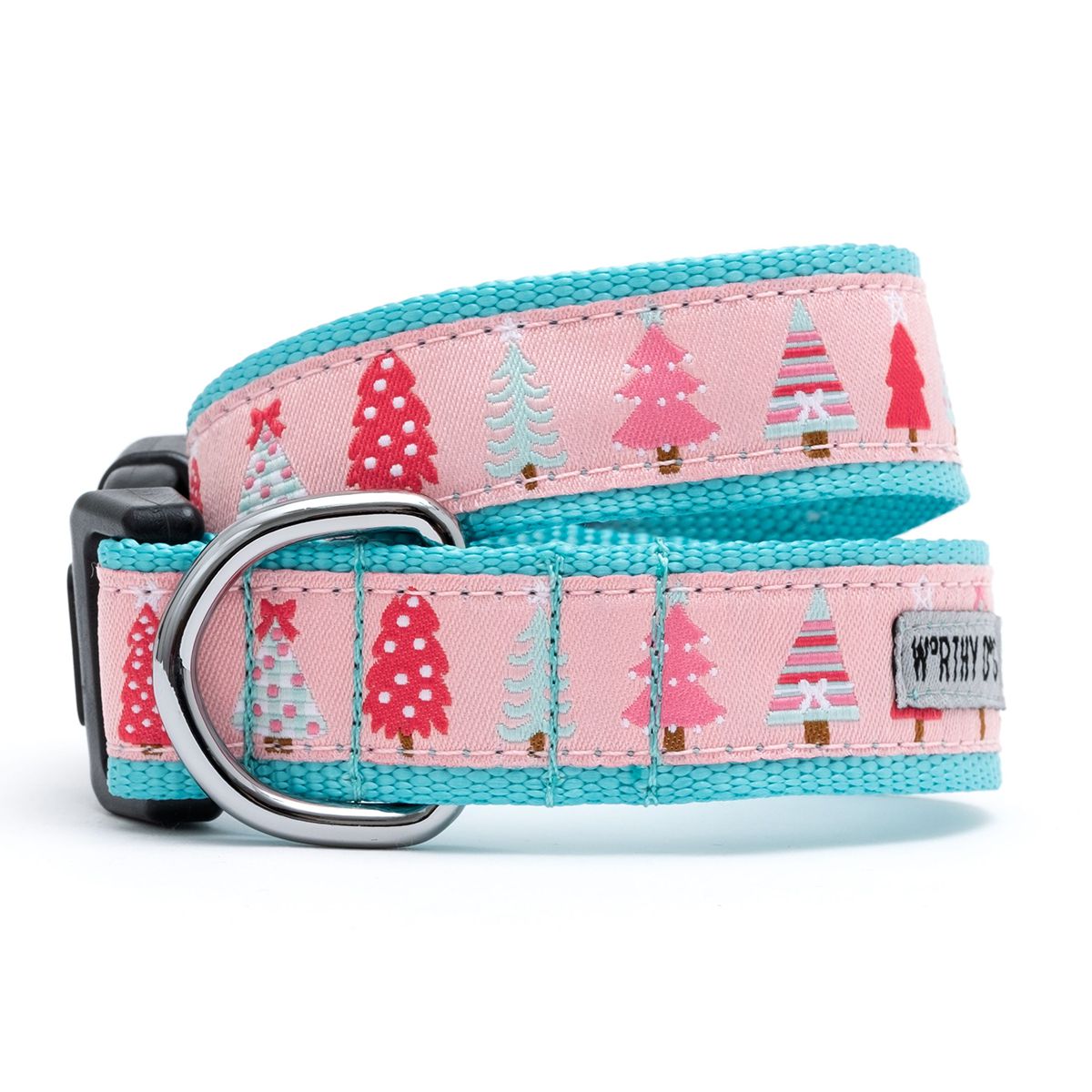 Holiday Trees Dog Collar Pink